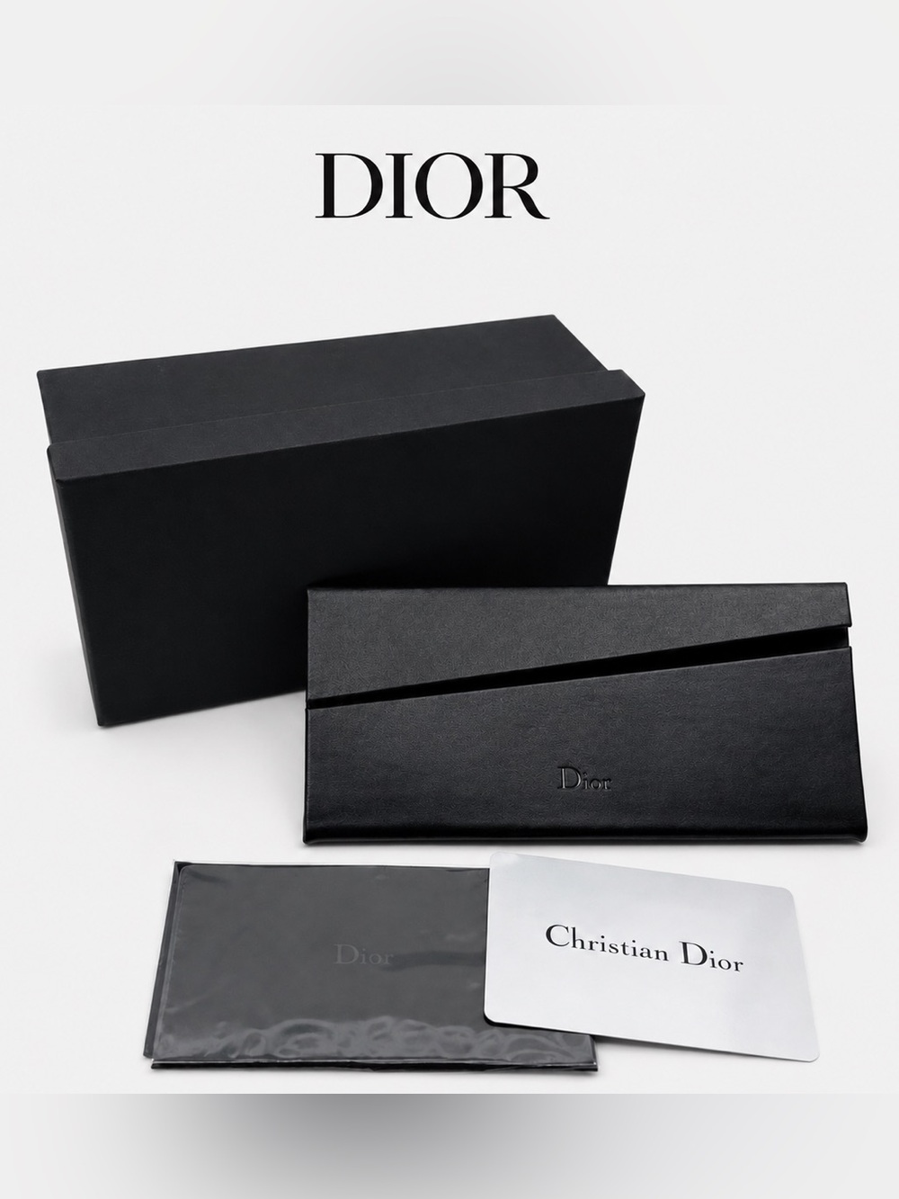 Christian Dior FOLDABLE Eyeglasses Case & Original Gift Box Set – Black